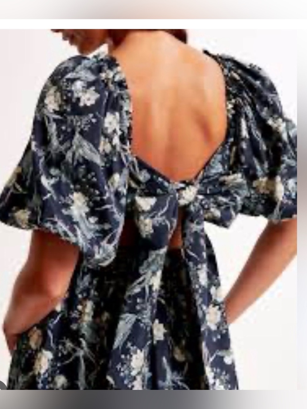 Abercrombie Hardware Drama Puff Sleeve Maxi Dress Navy Floral Dress XS Tall - Picture 6 of 7